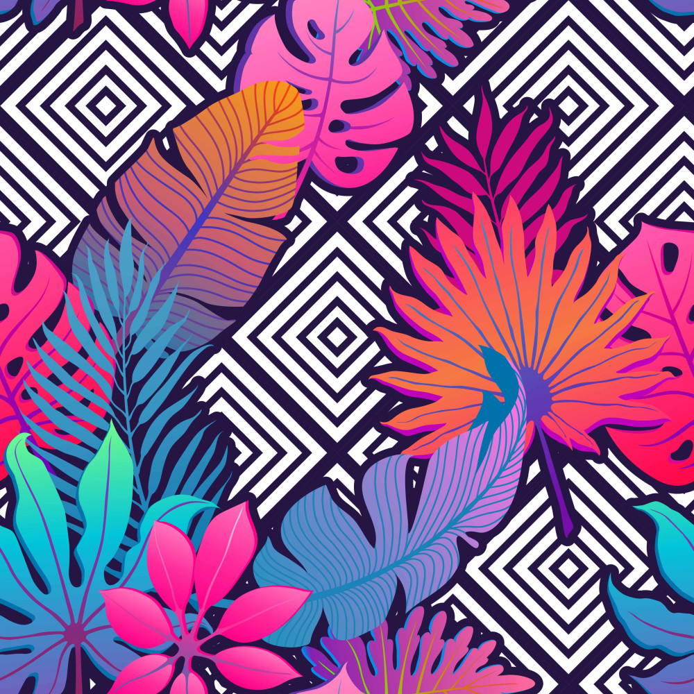 Wzór liście na dzianinie